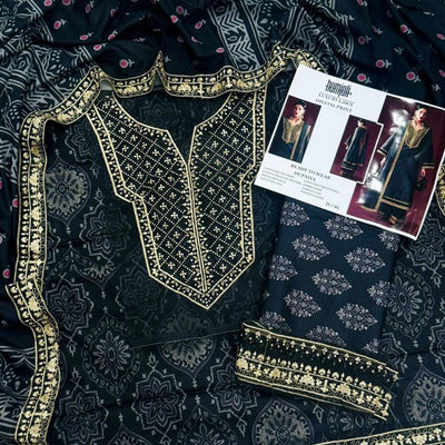 HUMJOLI Embroidery Unstitched 3PC – Summer Lawn Collection