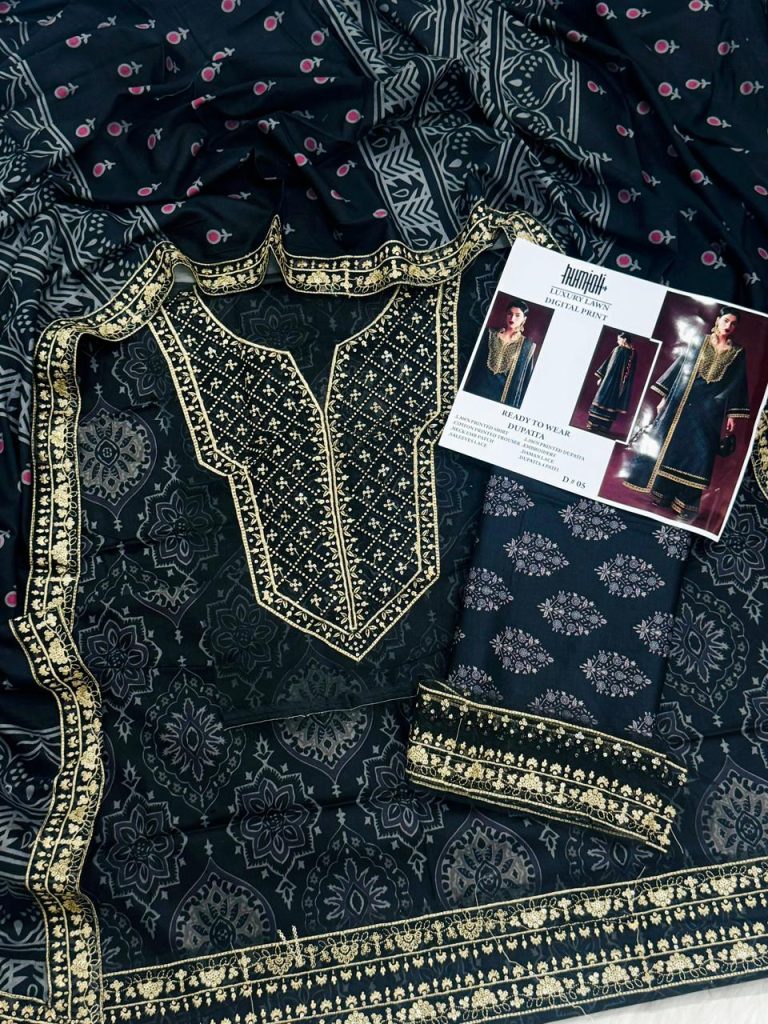 HUMJOLI Embroidery Unstitched 3PC – Summer Lawn Collection