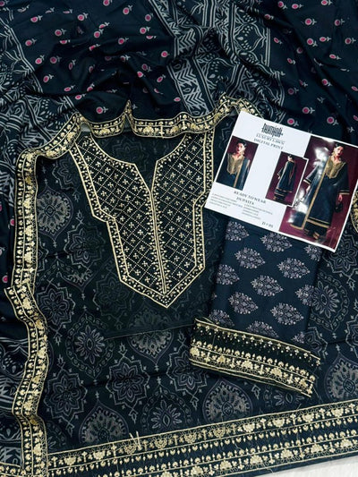 HUMJOLI Embroidery Unstitched 3PC – Summer Lawn Collection