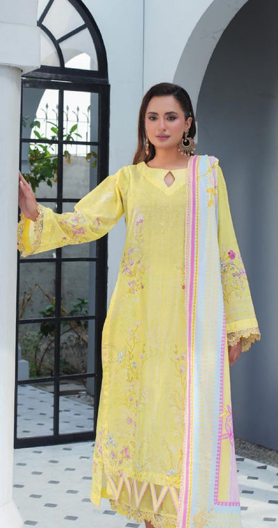 LALA by Madham Unstitched Lawn 3PC | Wholesale Suits
